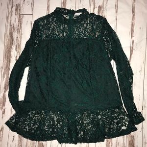 Hunter Green Lace Peplum